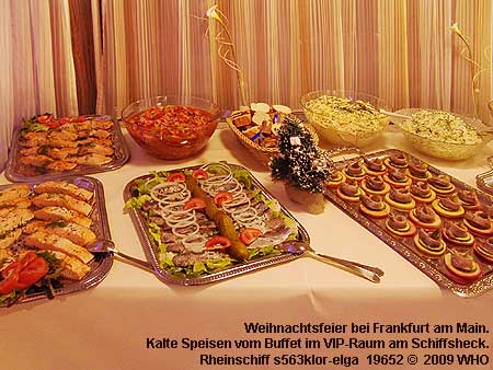 Weihnachtsfeier-Buffet bei Frankfurt am Main im VIP-Raum am Schiffsheck vom Rheinschiff s563klor-elga.