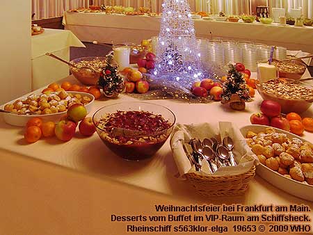 Weihnachtsfeier-Buffet bei Frankfurt am Main im VIP-Raum am Schiffsheck vom Rheinschiff s563klor-elga.