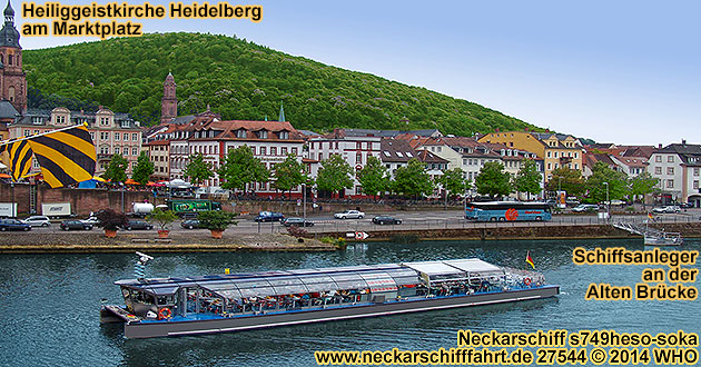 Neckar-Rundfahrt bei Heidelberg mit dem Solarschiff, Neckar-Linienfahrt, Neckarrundfahrt, Neckarschifffahrt