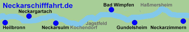 Neckarschifffahrt zwischen Heilbronn, Neckarsulm, Bad Wimpfen, Gundelsheim und Neckarzimmern.