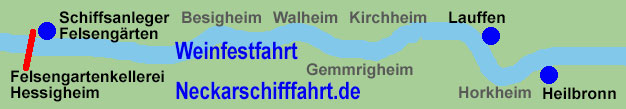 Neckarschifffahrt ab Heilbronn oder Lauffen zum Weinfest und Tag der offenen Tür der Felsengartenkellerei Besigheim (in Hessigheim)