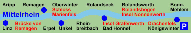 Rheinschifffahrt bei Knigswinter, Remagen, Unkel, Bad Honnef, Linz am Rhein