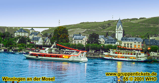 Moselschifffahrt Koblenz - Winningen Mosel-Fahrplan Tagesschifffahrt-Gruppentickets auf der Untermosel