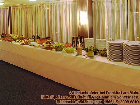 Weihnachtsfeier-Buffet bei Frankfurt am Main im VIP-Raum am Schiffsheck vom Rheinschiff s563klor-elga.