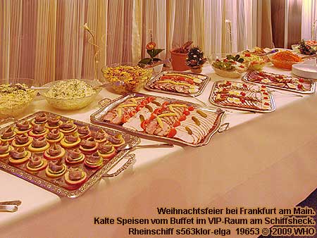 Weihnachtsfeier-Buffet bei Frankfurt am Main im VIP-Raum am Schiffsheck vom Rheinschiff s563klor-elga.